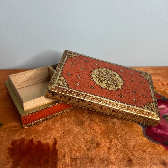 Vintage Gilt Wood Florentine Italian Cigarette Box Jewelry Trinket Dresser Italy - Picture 5 of 11